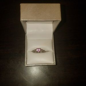 Sterling silver ring, pink stone